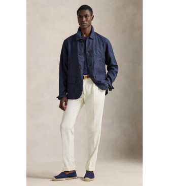 Polo Ralph Lauren Funktionell jacka i marinbl�tt linne med fiskbensm�nster