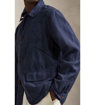 Polo Ralph Lauren Funktionell jacka i marinbl�tt linne med fiskbensm�nster