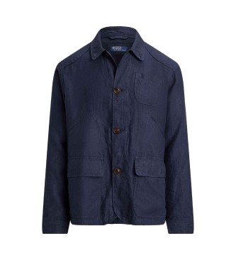 Polo Ralph Lauren Funktionell jacka i marinbl�tt linne med fiskbensm�nster