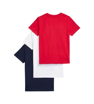 Polo Ralph Lauren Conjunto de 3 camisetas de malha de algodão azul-marinho, vermelho, branco