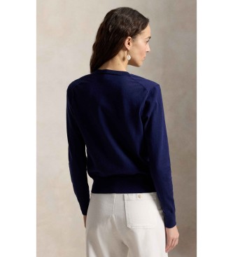 Polo Ralph Lauren Navy blue cotton cardigan with round neck