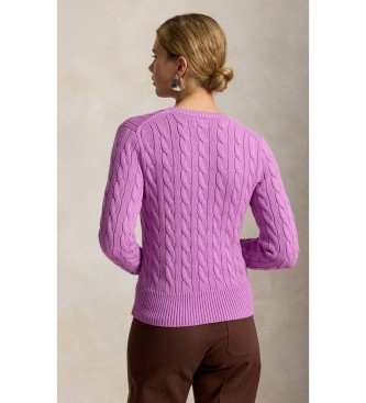 Polo Ralph Lauren Cárdigan de algodón en punto de ochos rosa