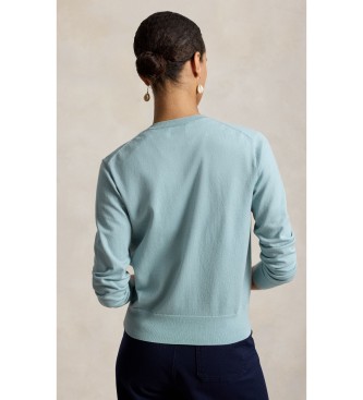 Polo Ralph Lauren Cardigan in cotone ed elastan turchese
