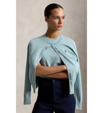 Polo Ralph Lauren Cardigan in cotone ed elastan turchese