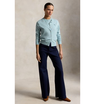 Polo Ralph Lauren Cardigan in cotone ed elastan turchese