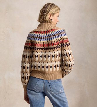 Polo Ralph Lauren Beige kabeltrui van wol en kasjmier