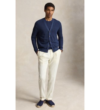 Polo Ralph Lauren Cardigan in lino Relaxed Fit blu marino