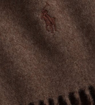 Polo Ralph Lauren Sciarpa di lana con frange marrone