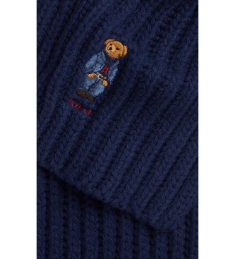 Polo Ralph Lauren Sciarpa in maglia a coste con Polo Bear blu navy