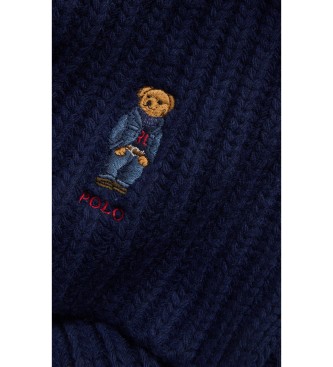 Polo Ralph Lauren Sciarpa in maglia a coste con Polo Bear blu navy