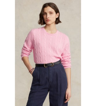 Polo Ralph Lauren Le pull en cachemire à torsades rose