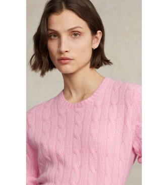 Polo Ralph Lauren Le pull en cachemire à torsades rose
