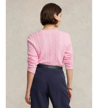Polo Ralph Lauren Le pull en cachemire à torsades rose