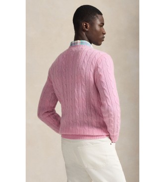 Polo Ralph Lauren Le pull en cachemire à torsades rose