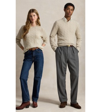 Polo Ralph Lauren Le pull en cachemire à torsades beige