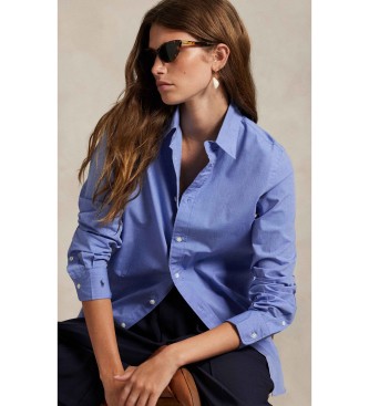 Polo Ralph Lauren Fil-à-fil blå bomullsskjorta med stretch