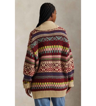 Polo Ralph Lauren Strickjacke mit Rei�verschluss und mehrfarbigem Schalkragen