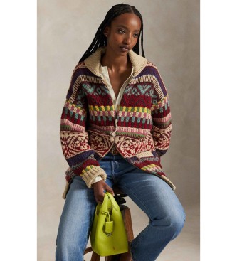 Polo Ralph Lauren Strickjacke mit Rei�verschluss und mehrfarbigem Schalkragen