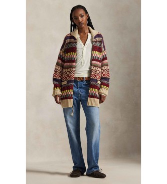 Polo Ralph Lauren Strickjacke mit Rei�verschluss und mehrfarbigem Schalkragen