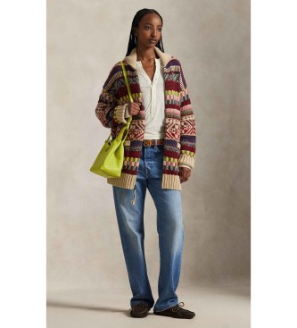 Polo Ralph Lauren Strickjacke mit Rei�verschluss und mehrfarbigem Schalkragen