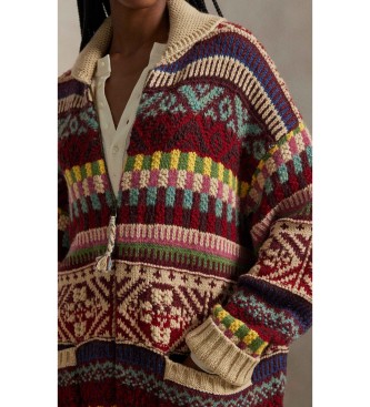 Polo Ralph Lauren Strickjacke mit Rei�verschluss und mehrfarbigem Schalkragen