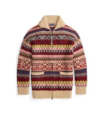 Polo Ralph Lauren Strickjacke mit Rei�verschluss und mehrfarbigem Schalkragen