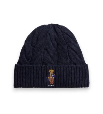 Polo Ralph Lauren Berretto in misto lana con Polo Bear blu navy