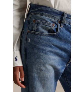 Polo Ralph Lauren Calças de ganga de cintura subida relaxadas e direitas azuis