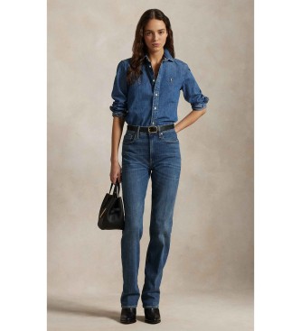 Polo Ralph Lauren Niebieskie proste dżinsy z wysokim stanem