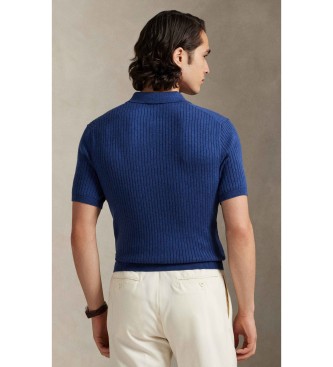 Polo Ralph Lauren Geribde katoenen trui met marine kraag
