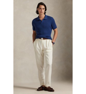 Polo Ralph Lauren Geribde katoenen trui met marine kraag