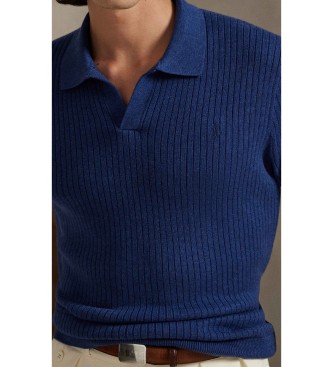 Polo Ralph Lauren Geribde katoenen trui met marine kraag