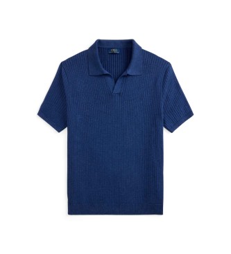 Polo Ralph Lauren Geribde katoenen trui met marine kraag