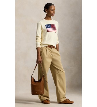 Polo Ralph Lauren Bombažni pulover z belo zastavo