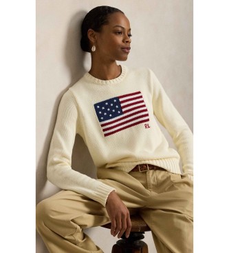 Polo Ralph Lauren Bombažni pulover z belo zastavo