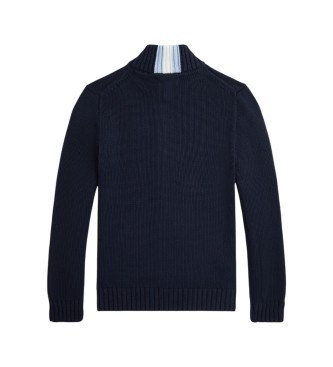 Polo Ralph Lauren Pull en coton à fermeture éclair bleu marine