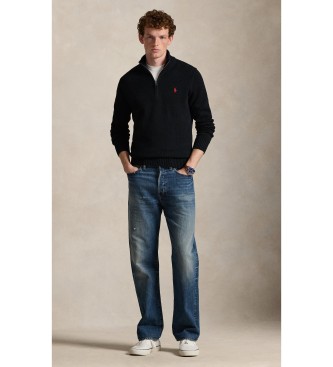 Polo Ralph Lauren Katoenen trui met korte rits, zwart