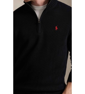 Polo Ralph Lauren Katoenen trui met korte rits, zwart