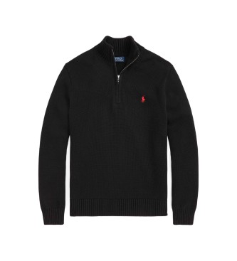 Polo Ralph Lauren Katoenen trui met korte rits, zwart