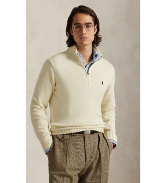 Polo Ralph Lauren Jersey de algod�n con cremallera corta beige