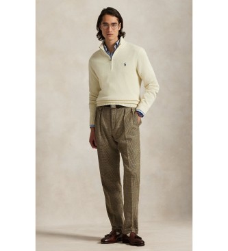 Polo Ralph Lauren Jersey de algod�n con cremallera corta beige