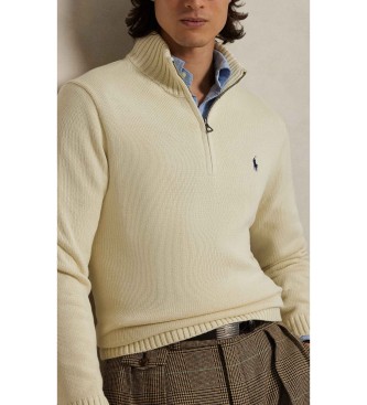 Polo Ralph Lauren Jersey de algod�n con cremallera corta beige