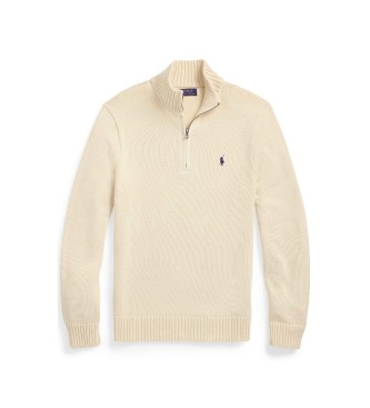 Polo Ralph Lauren Jersey de algod�n con cremallera corta beige
