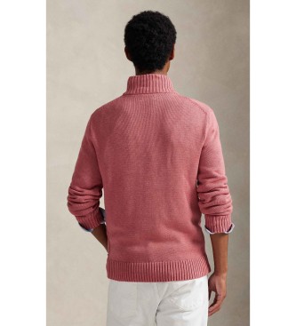 Polo Ralph Lauren Pink cotton jumper with semi-sweater collar