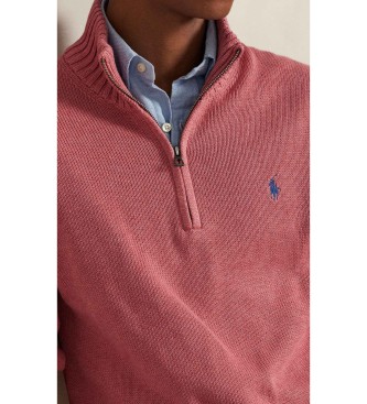 Polo Ralph Lauren Pink cotton jumper with semi-sweater collar