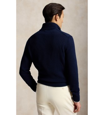 Polo Ralph Lauren Maglione di cotone con collo semidolcevita blu marino