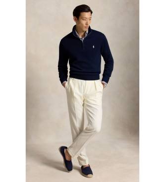 Polo Ralph Lauren Maglione di cotone con collo semidolcevita blu marino