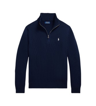 Polo Ralph Lauren Maglione di cotone con collo semidolcevita blu marino