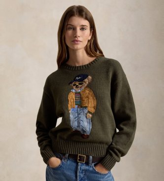 Polo Ralph Lauren Baumwollpullover mit grünem Polo Bear