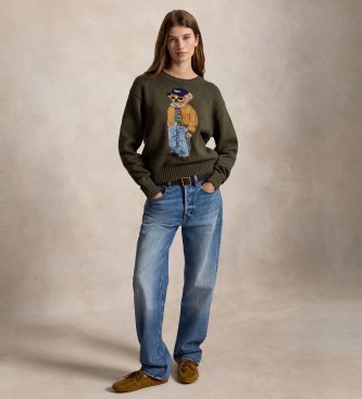 Polo Ralph Lauren Baumwollpullover mit grünem Polo Bear